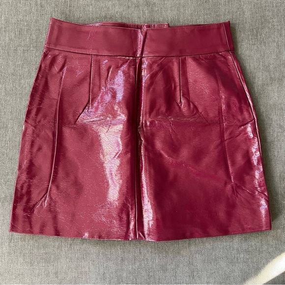 And Other Stories Patent Fitted Mini Skirt 8 Berry Pink - Picture 4 of 4